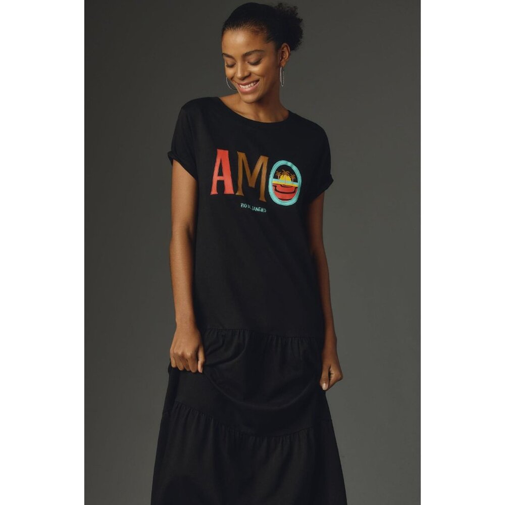 FARM Rio Black Tiered Maxi T-Shirt Dress - Picture 2 of 5